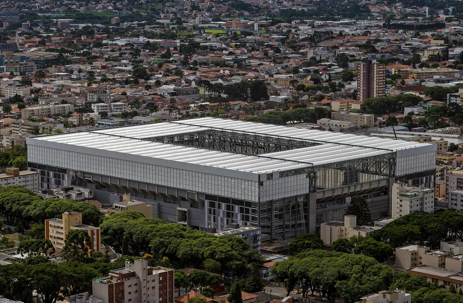 Vista aérea da Arena da Baixada, em Curitiba